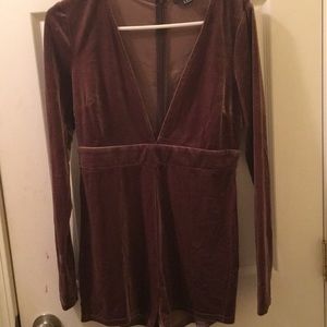 Long Sleeve Velvet Romper